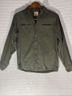 RedHead Olive Casual Button-Down Work Shirt Thick Flannel